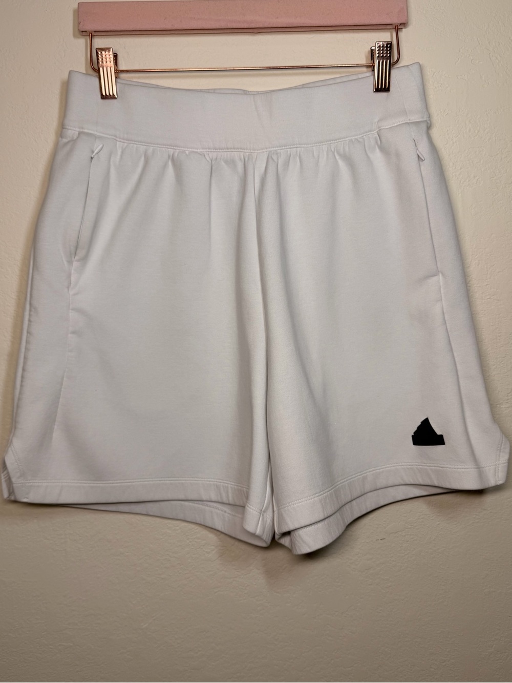 Adidas Z.N.E. Premium Woven High Rise Shorts White Women's Size Medium